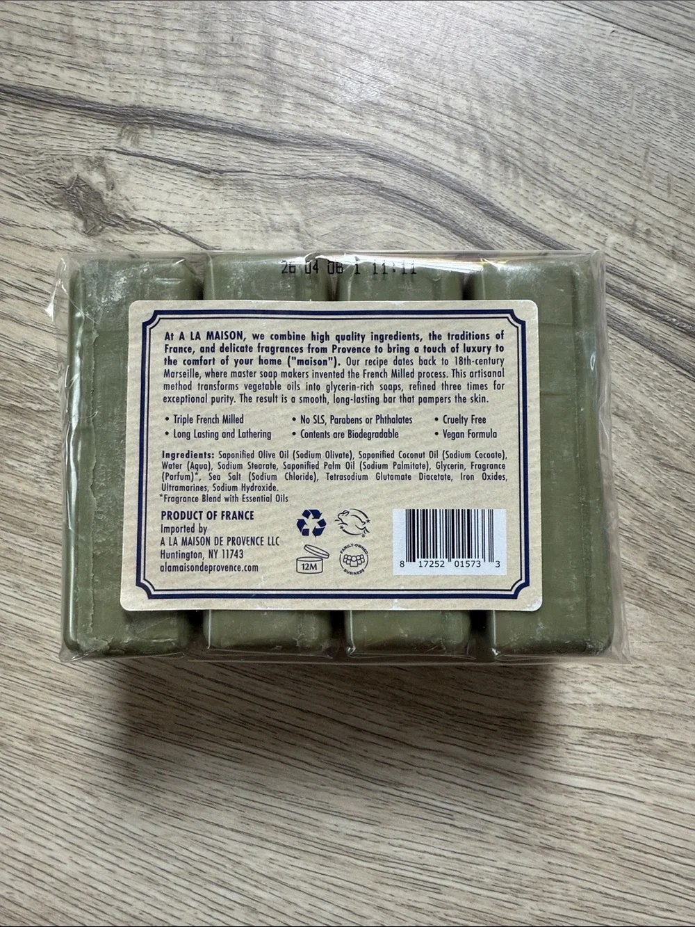 NEW A La Maison Lavender Rosemary Olive Oil Bar Soap 4 Bars French Milled Sealed